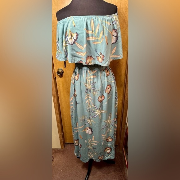 Roxy Women's off shoulder technicolor trellis bird flower Dress size 6 - Picture 5 of 11